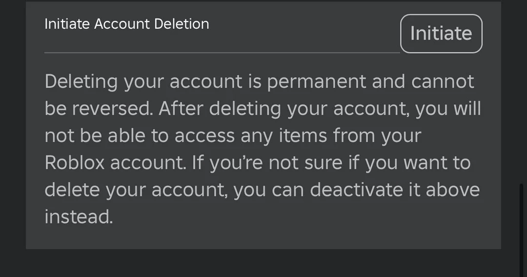 Roblox Account Deletion Process